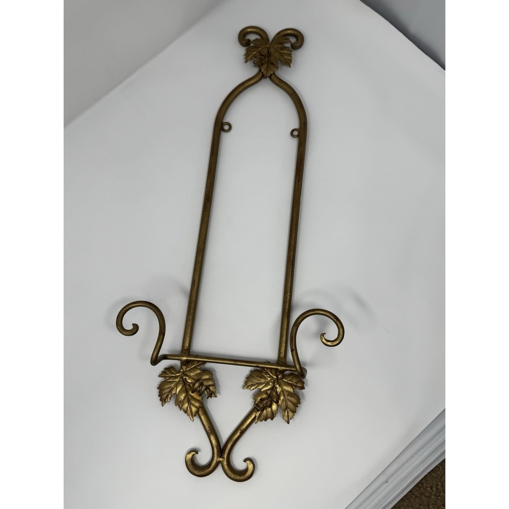 Ornate Vintage Decorative Metal Wall Display Stand Plate Holder Brass Color
